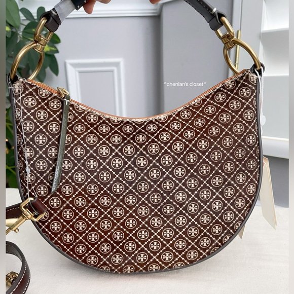 🔥NeW! Tory Burch T Monogram Haircalf Mini Crescent Bag - Picture 7 of 15